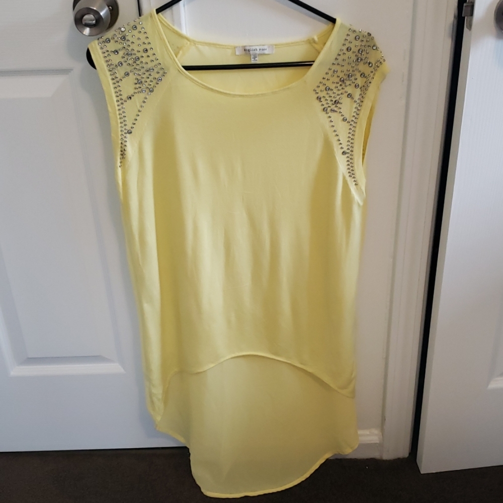 Buckle Light Yellow Studded High Low Top